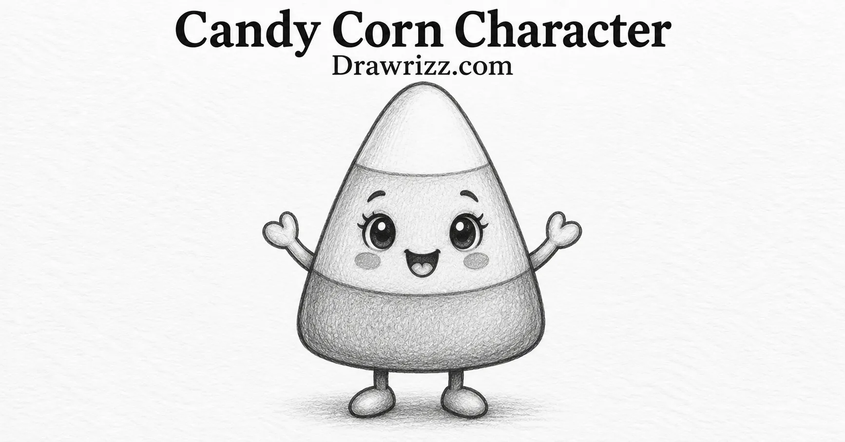 35 Halloween Drawing Ideas for Cute and Spooky Sketches Halloween Drawing Ideas featuring a cute candy corn character with happy face, tiny arms and pencil shading for spooky art fun.