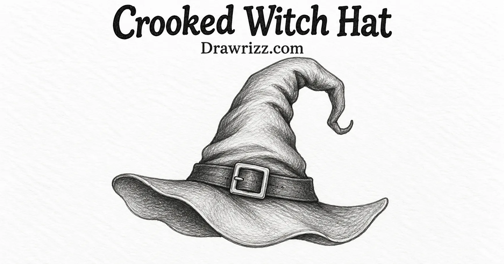 35 Halloween Drawing Ideas for Cute and Spooky Sketches Halloween Drawing Ideas featuring a crooked witch hat with curved tip, wide brim, buckle and pencil shading for spooky arts!