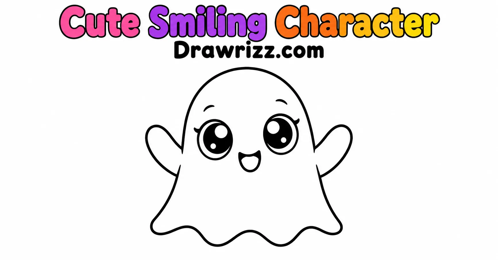 Cute Smiling Character from Ghost Drawing Ideas, featuring an adorable happy ghost with bold outlines for easy kids coloring.
