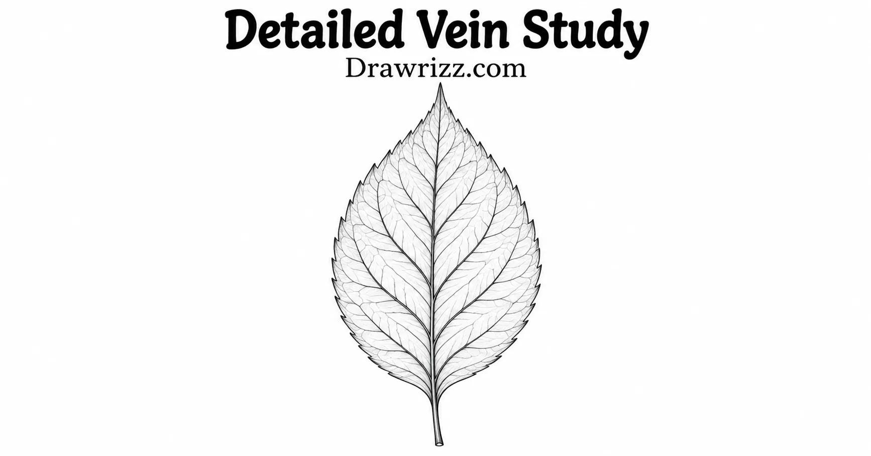 35 Leaf Drawing Ideas for Creative Botanical Sketches Leaf Drawing Ideas featuring a detailed leaf vein study with serrated edges, fine vein patterns and black and white botanical art.