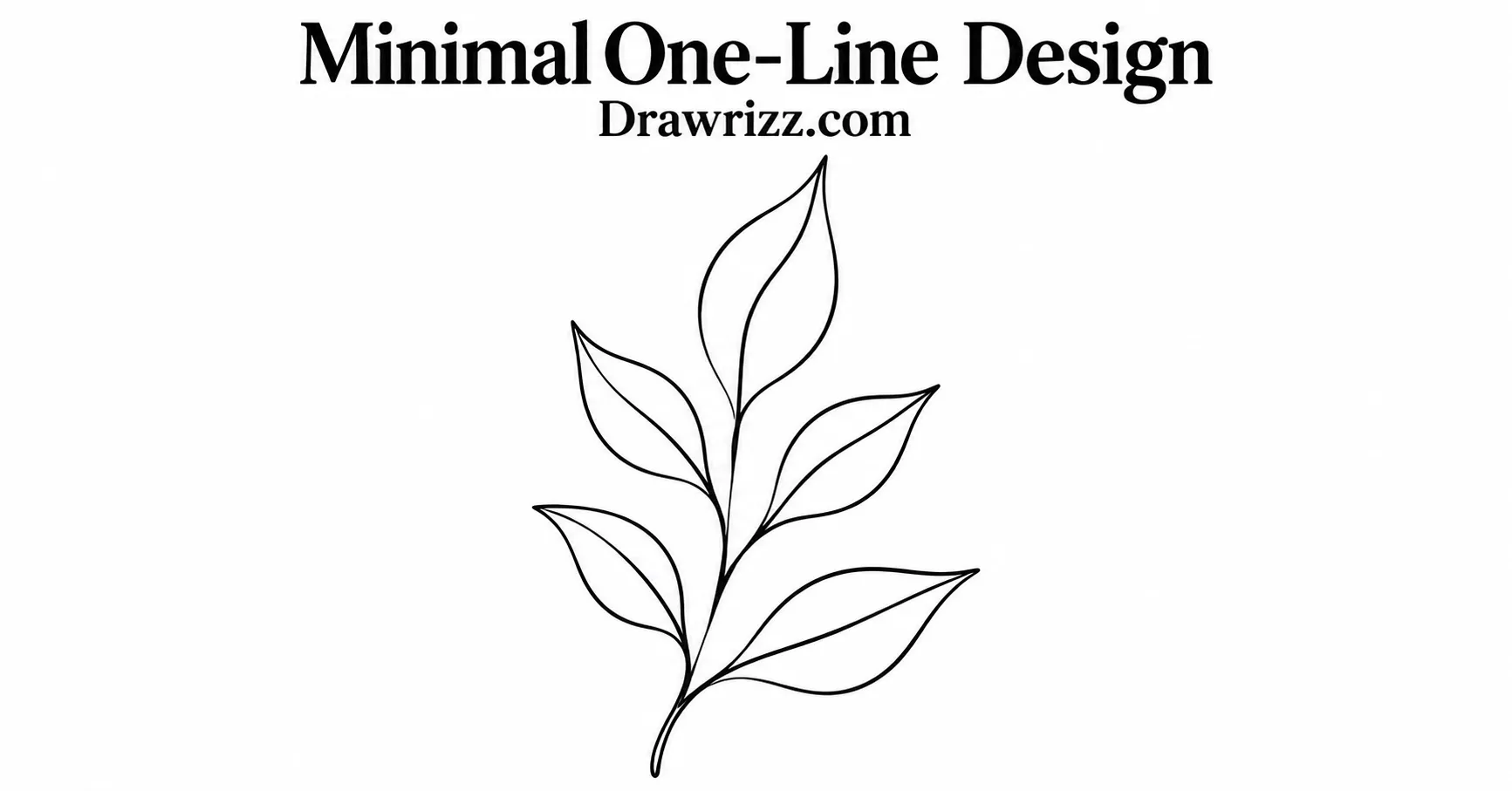 35 Leaf Drawing Ideas for Creative Botanical Sketches Leaf Drawing Ideas featuring a minimal one-line leafy branch with simple pointed leaves and clean black and white botanical outline