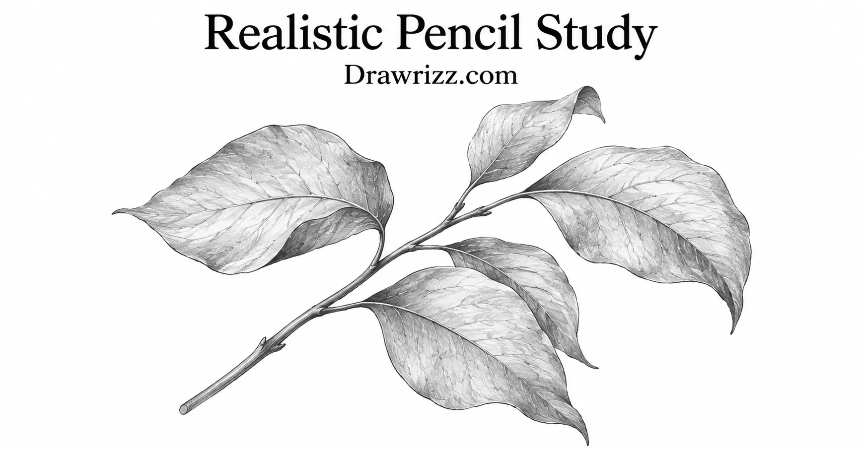 35 Leaf Drawing Ideas for Creative Botanical Sketches Leaf Drawing Ideas featuring a realistic pencil study of a leafy branch with natural curves, fine veins and detailed botanical shading