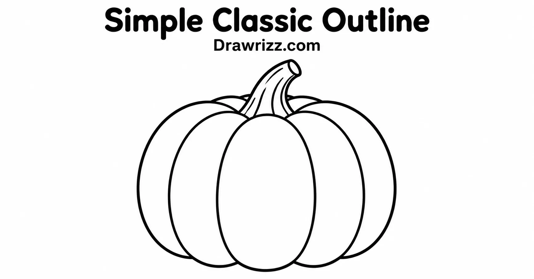Pumpkin Drawing Ideas featuring a simple classic outline with clean lines, curved sections, and an easy stem for beginners.