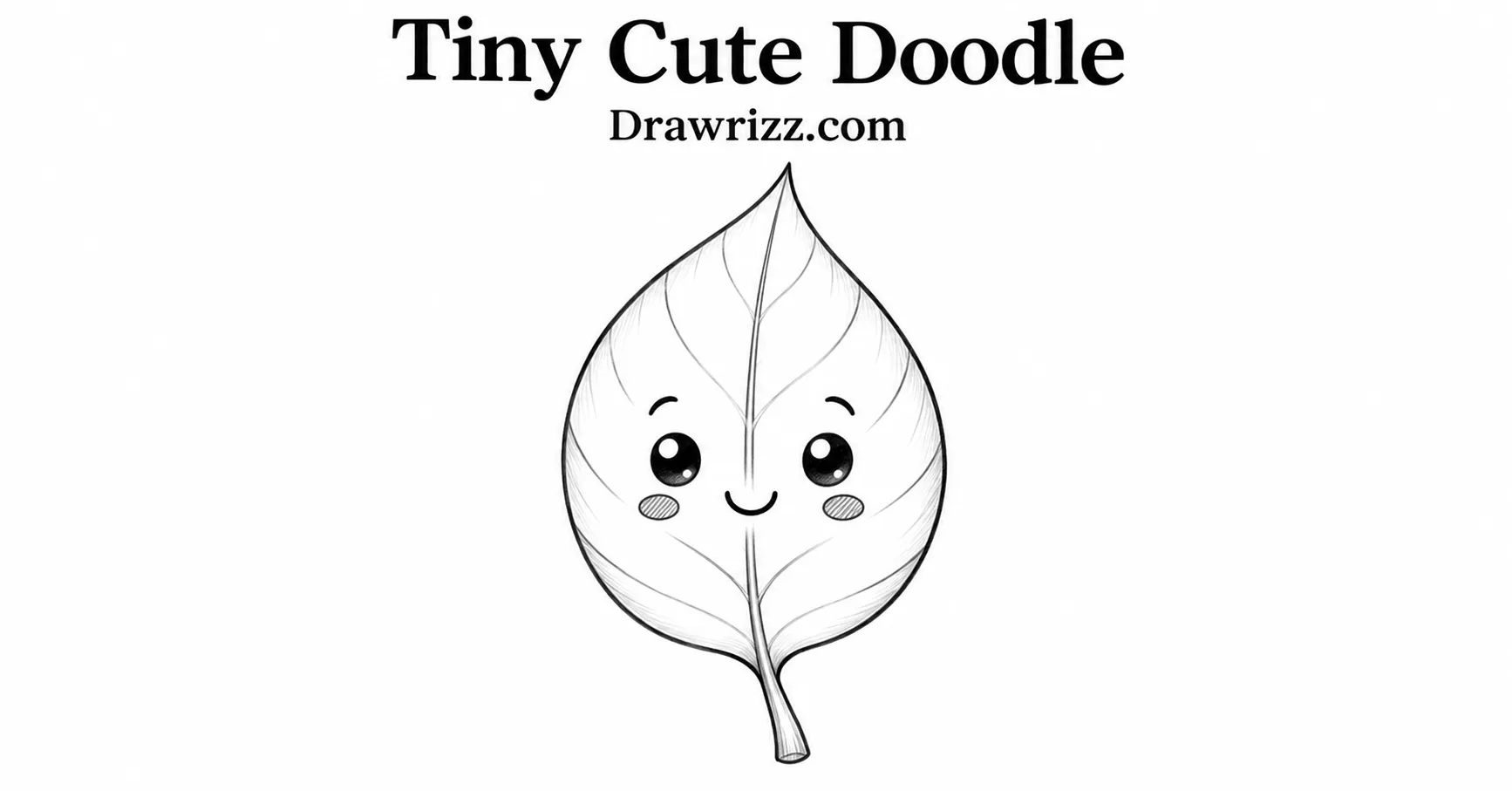 35 Leaf Drawing Ideas for Creative Botanical Sketches Leaf Drawing Ideas featuring a tiny cute leaf doodle with smiling face, simple veins and adorable black and white botanical line art