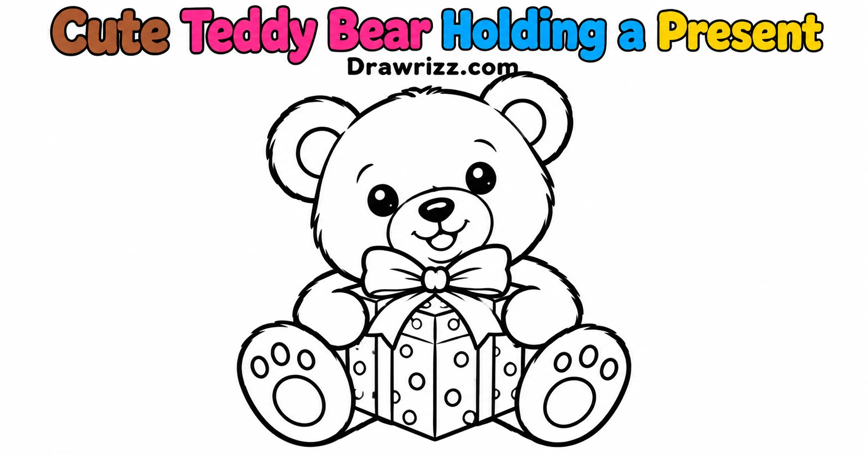 Gift Drawing Ideas featuring a cute teddy bear holding a wrapped present with a bow in simple black-and-white coloring page line art.

Is this conversation helpful so far?