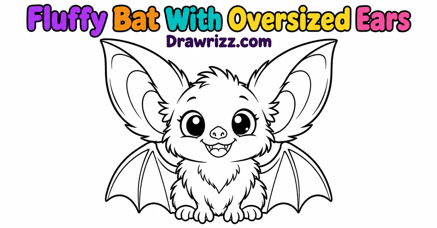 15 Bat Drawing Ideas for Cute and Easy Sketches Fluffy bat with oversized ears, big eyes, tiny feet, and folded wings. Cute Bat Drawing Ideas for kids to color and enjoy