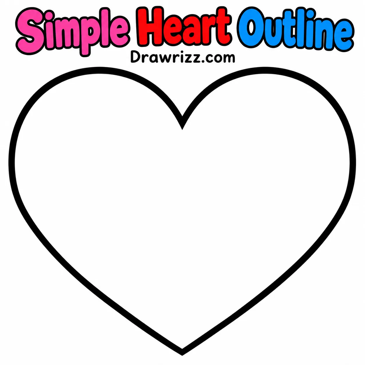 Simple Heart Outline from Heart Drawing Ideas, featuring a bold black heart sketch, perfect for kids to trace, color and enjoy.